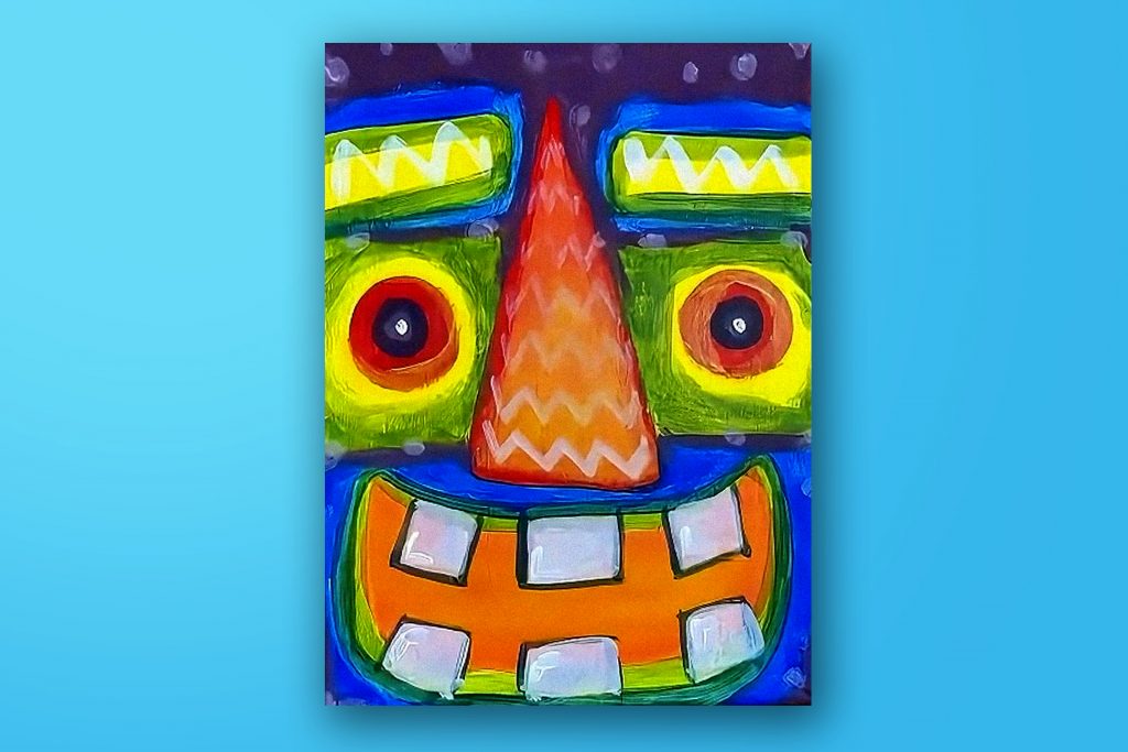 Acrylic painting tutorial of an abstract face.