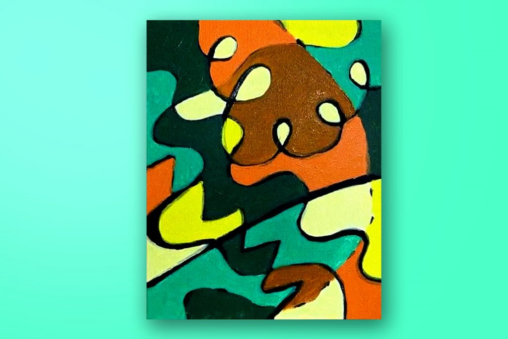 Acrylic painting tutorial of abstract lines.