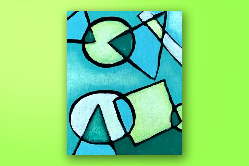 Acrylic painting tutorial of an abstract with shapes.