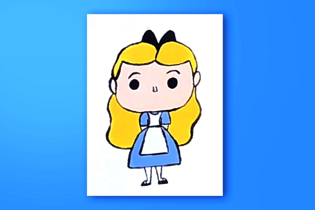 Step-by-step acrylic painting tutorial of Alice in Wonderland