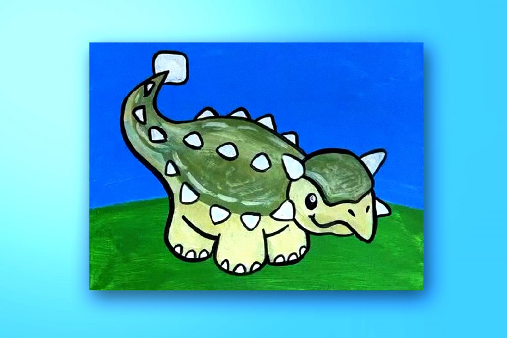 Acrylic painting tutorial of an Ankylosaurus.