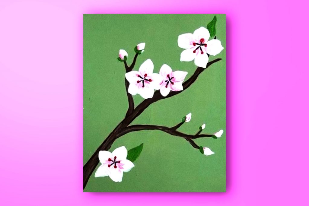 Acrylic painting tutorial of Arkansa's State Flower, the Apple Blossom