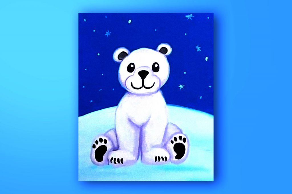 Acrylic painting tutorial of a baby polar bear