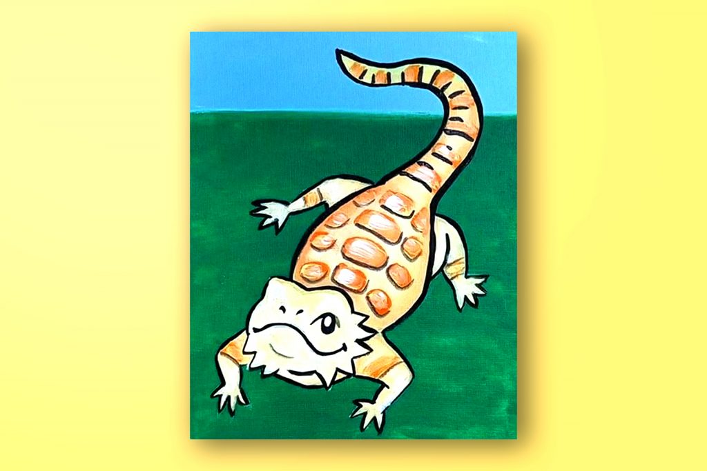Acrylic painting tutorial of a Bearded Dragon.