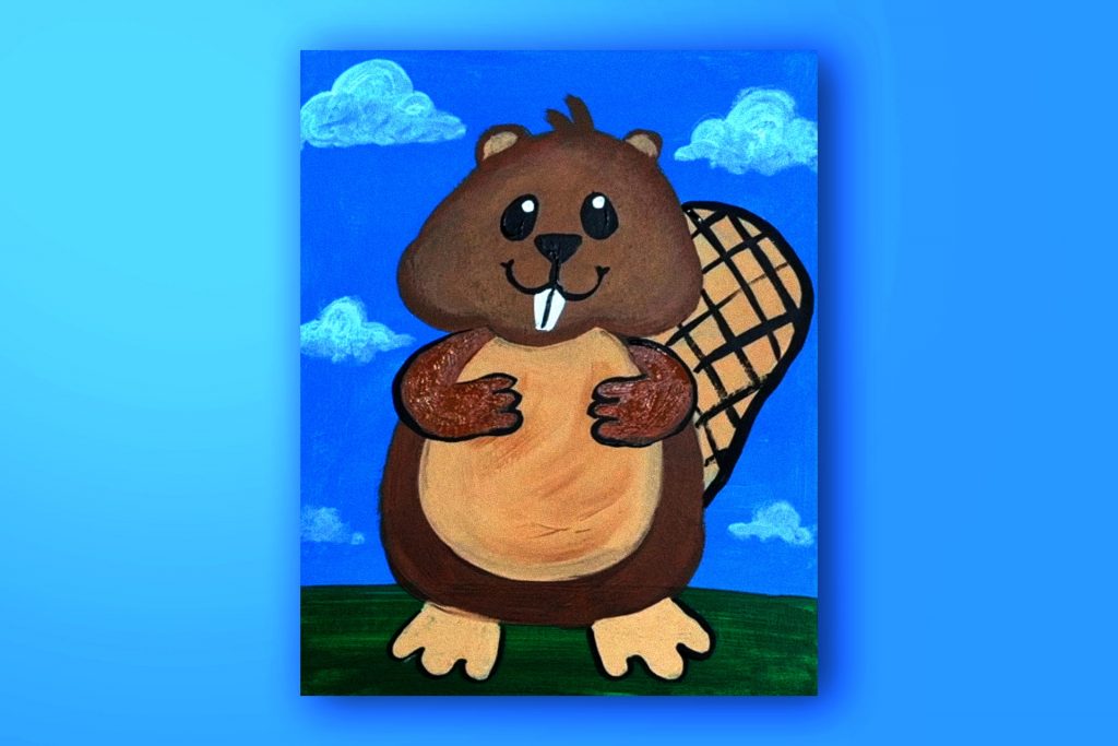 Acrylic painting tutorial of a beaver