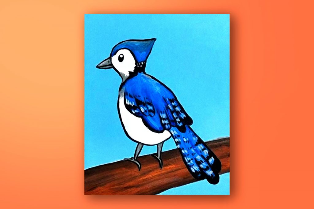 Acrylic painting tutorial of a Blue Jay