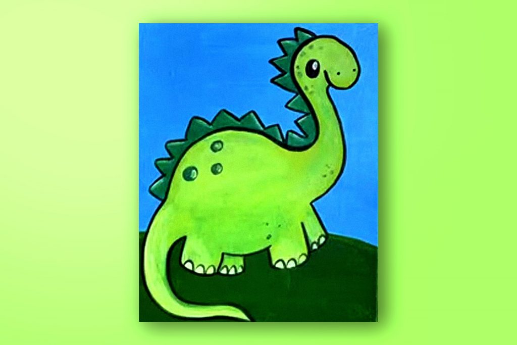 Acrylic painting tutorial of a Brontosaurus