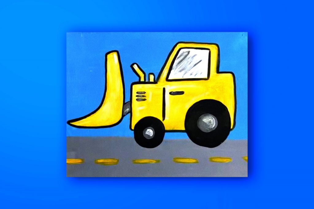 Acrylic painting tutorial of a bulldozer