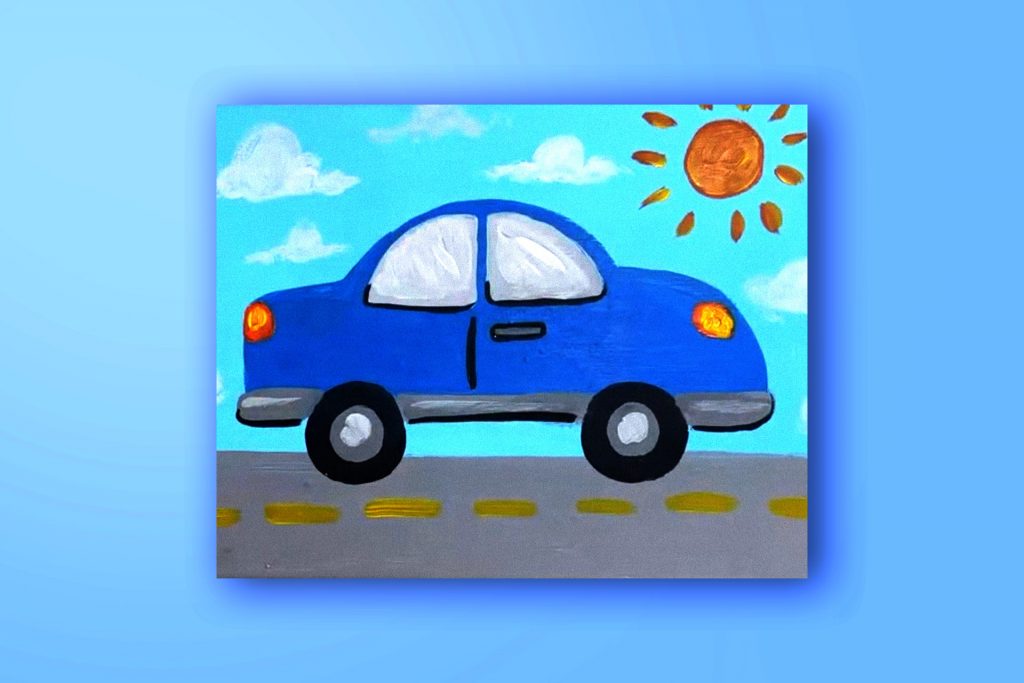 Acrylic painting tutorial of a car
