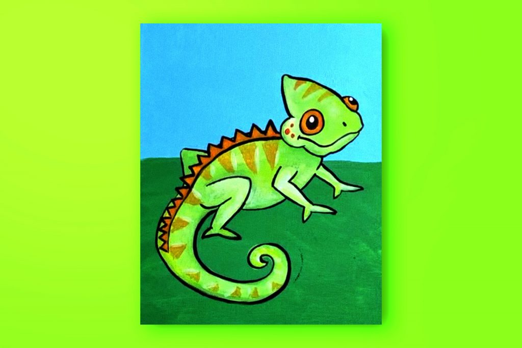 Acrylic painting tutorial of a chameleon