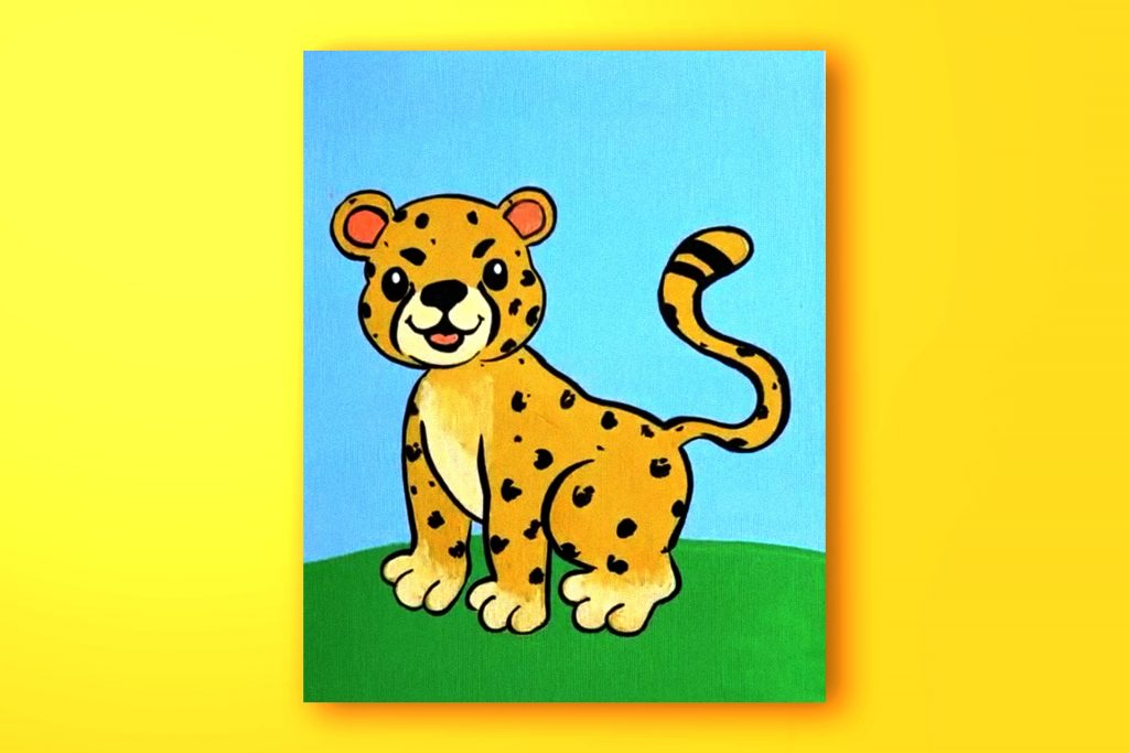 Acrylic painting tutorial of a cheetah