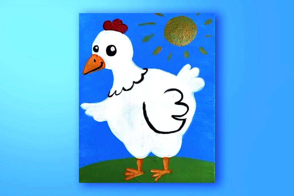 Acrylic painting tutorial of a chicken