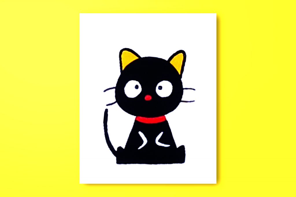 Step-by-step acrylic painting tutorial of Chococat from Sanrio