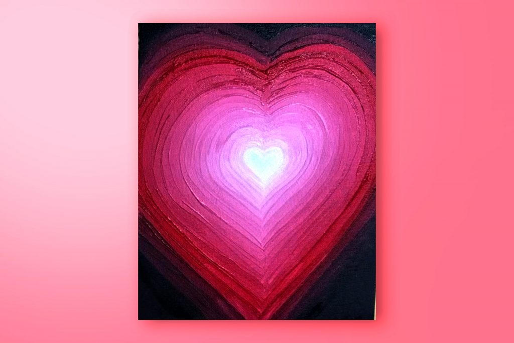 Acrylic painting tutorial of a color gradient heart