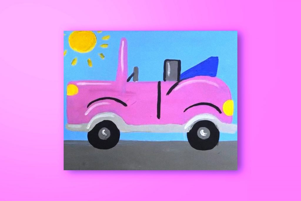 Acrylic painting tutorial of a convertible
