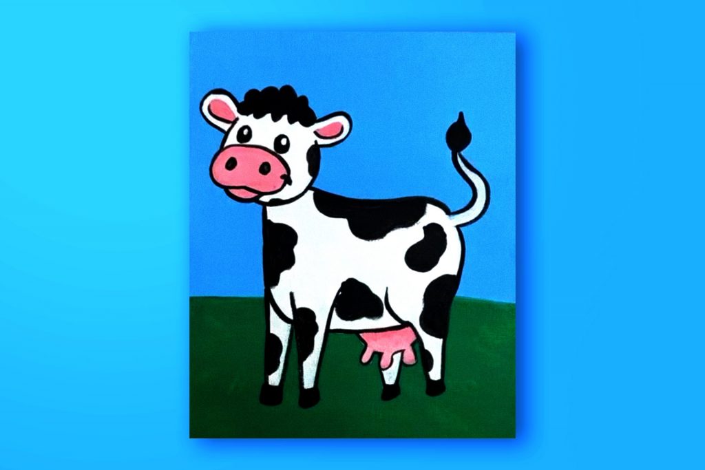 Acrylic painting tutorial of a cow