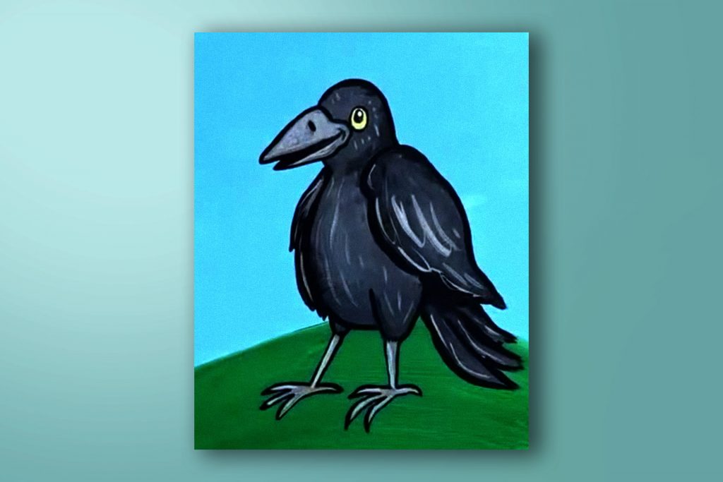 Acrylic painting tutorial of a crow