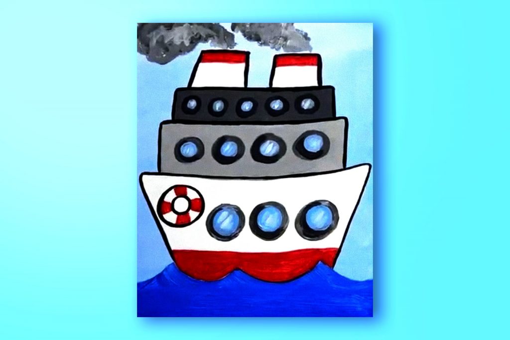 Acrylic painting tutorial of a cruise ship