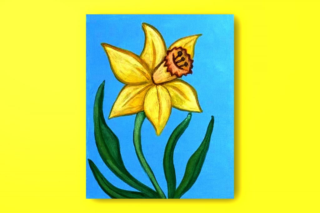 Acrylic painting tutorial of a daffodil.