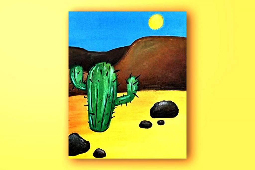 Acrylic painting tutorial of a desert landscape