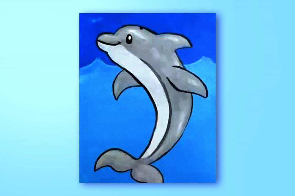 Step-by-step acrylic painting tutorials of a dolphin