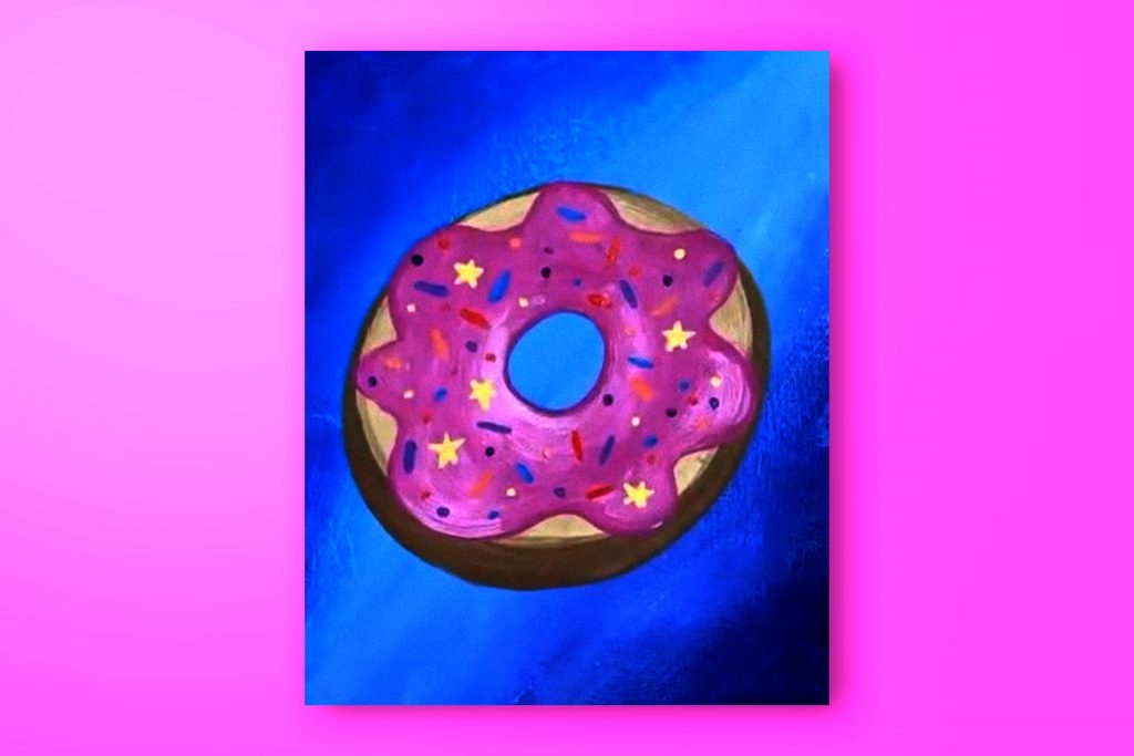 Acrylic painting tutorial of a donut