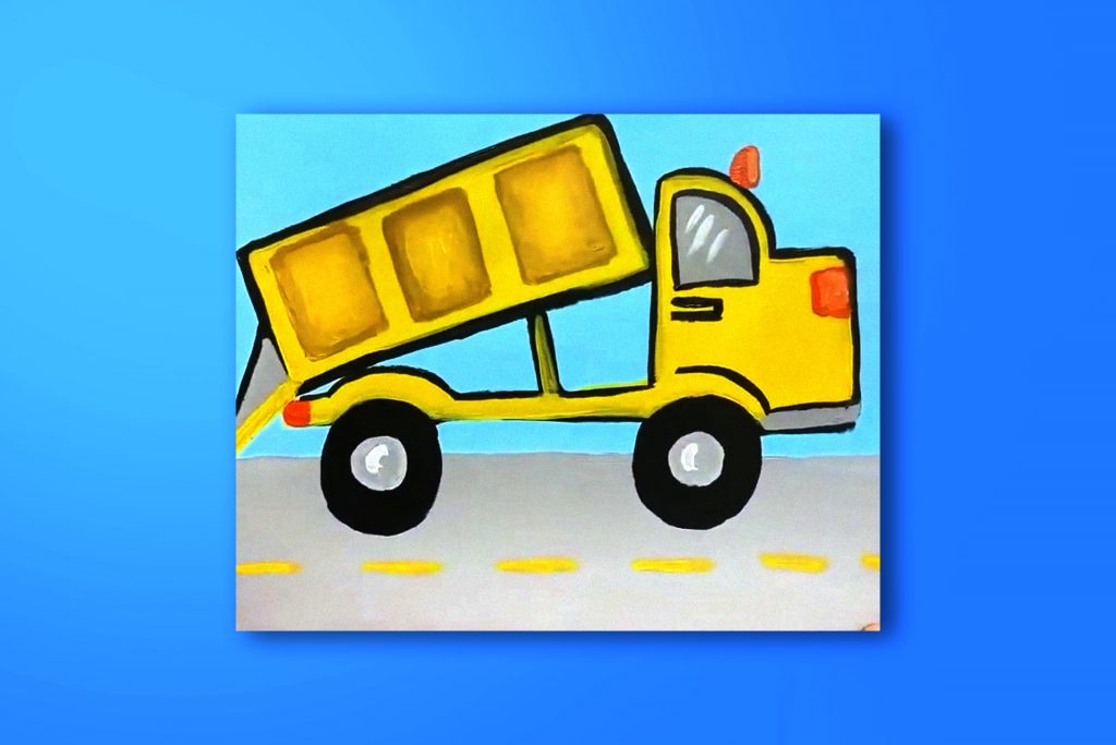Acrylic painting tutorial of a dump truck