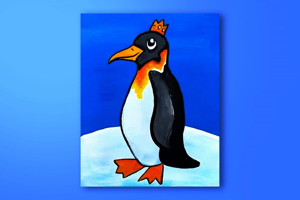 Acrylic painting tutorial of an emperor penguin