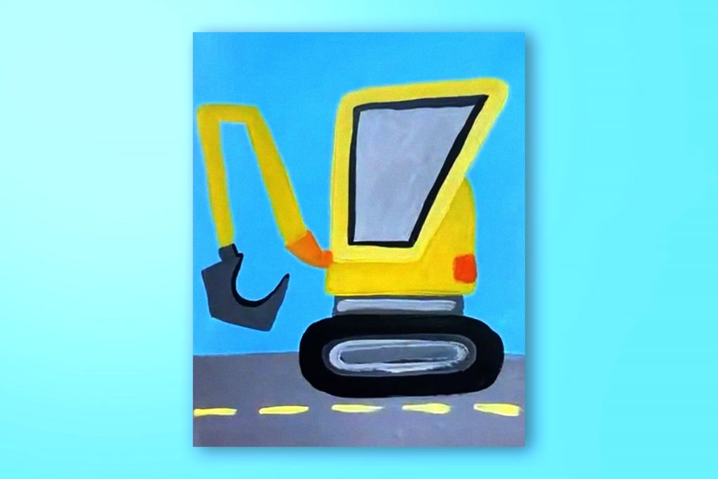 Acrylic painting tutorial of an excavator
