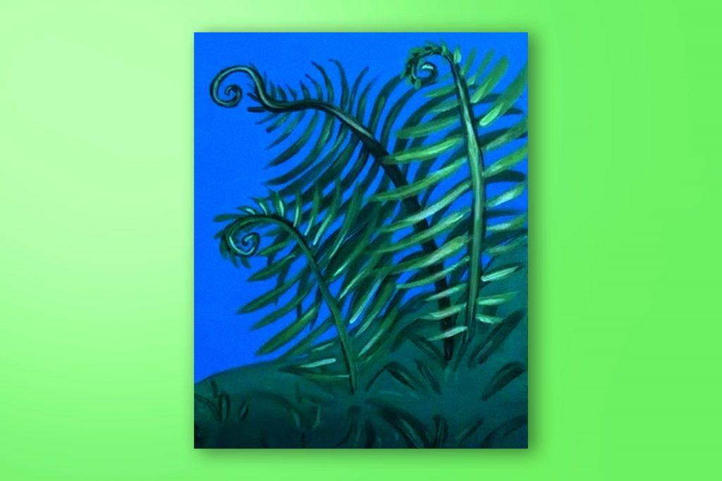 Acrylic painting tutorial of ferns