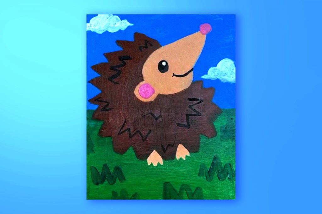 Acrylic painting tutorial of a hedgehog