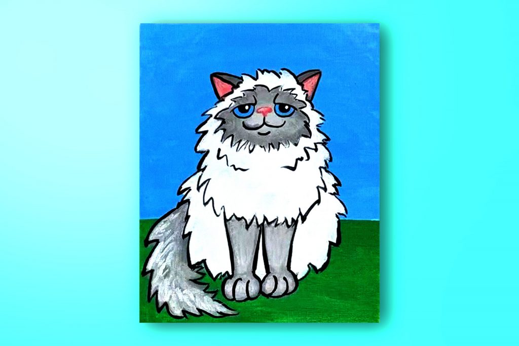 Acrylic painting tutorial of a Himalayan Cat