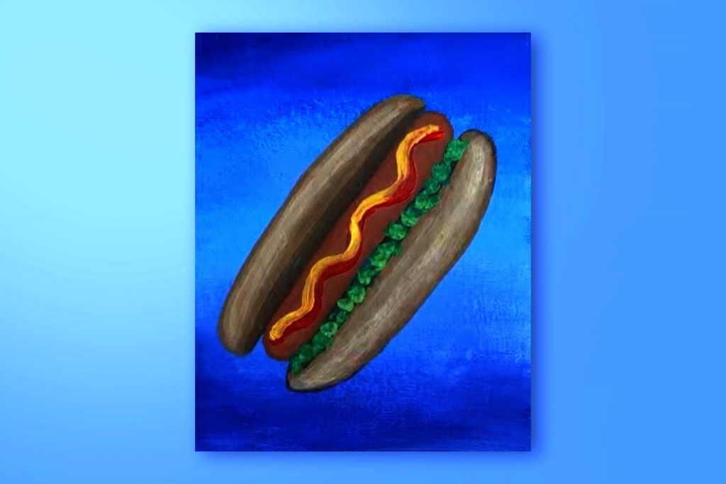 Acrylic painting tutorial of a hot dog
