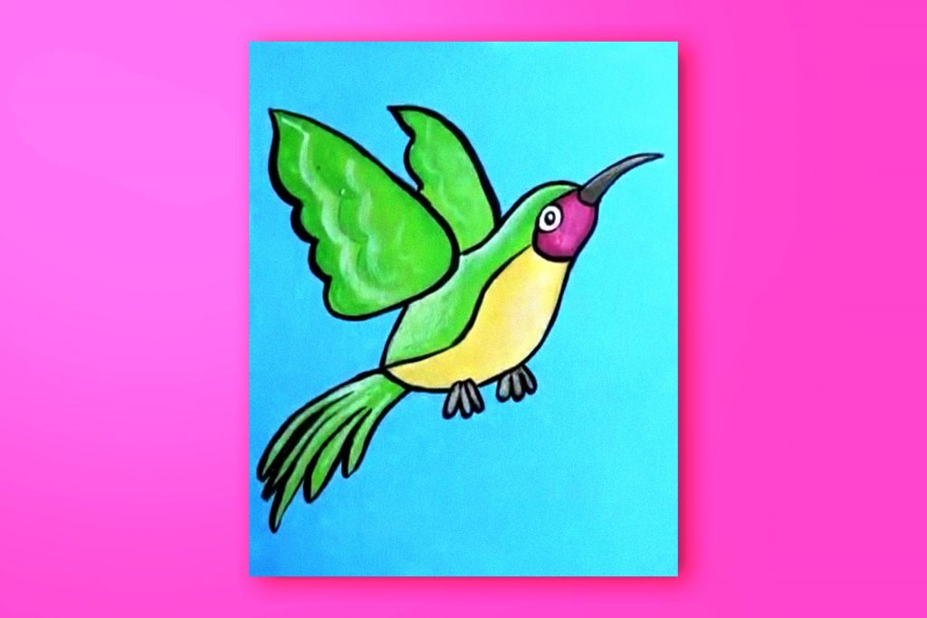 Acrylic painting tutorial of a hummingbird