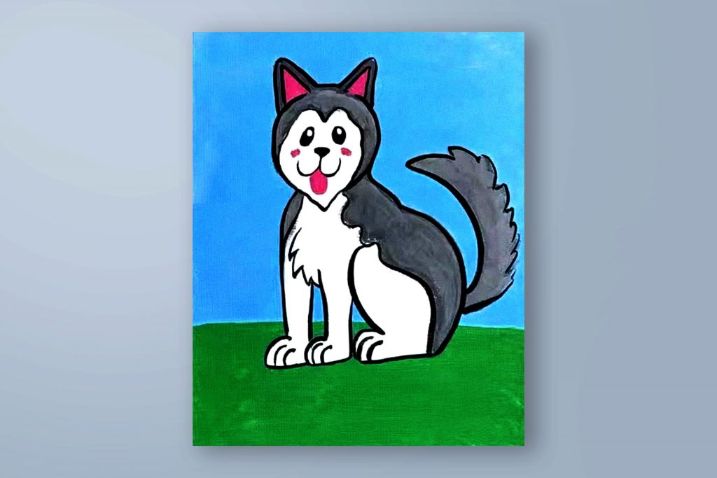 Painting tutorial of a husky