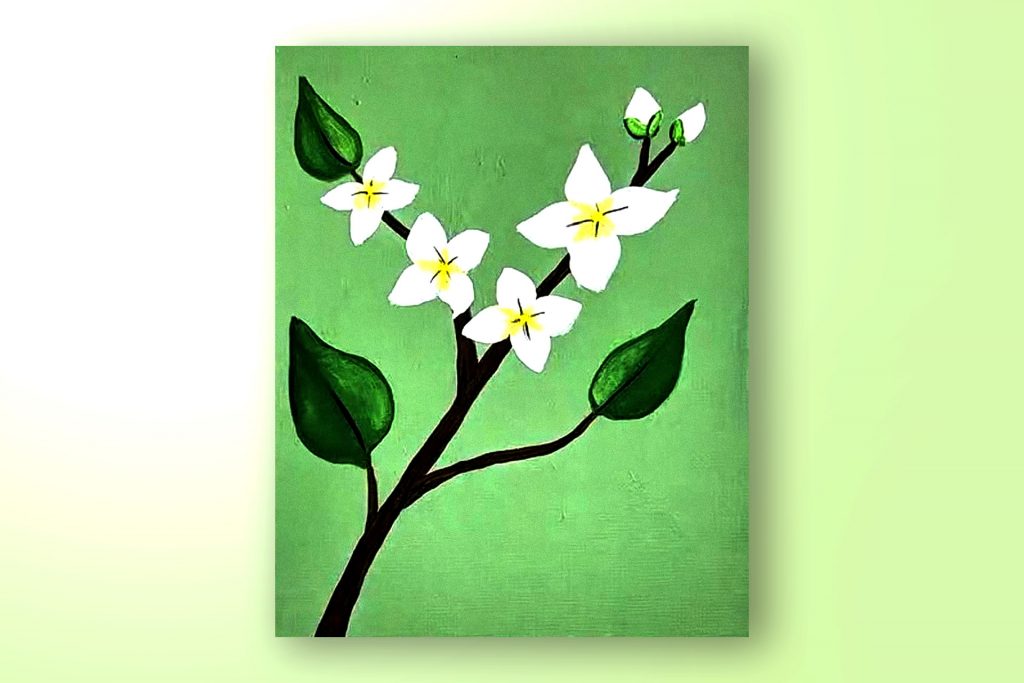 Acrylic painting tutorial of Idaho's State Flower: Syringa