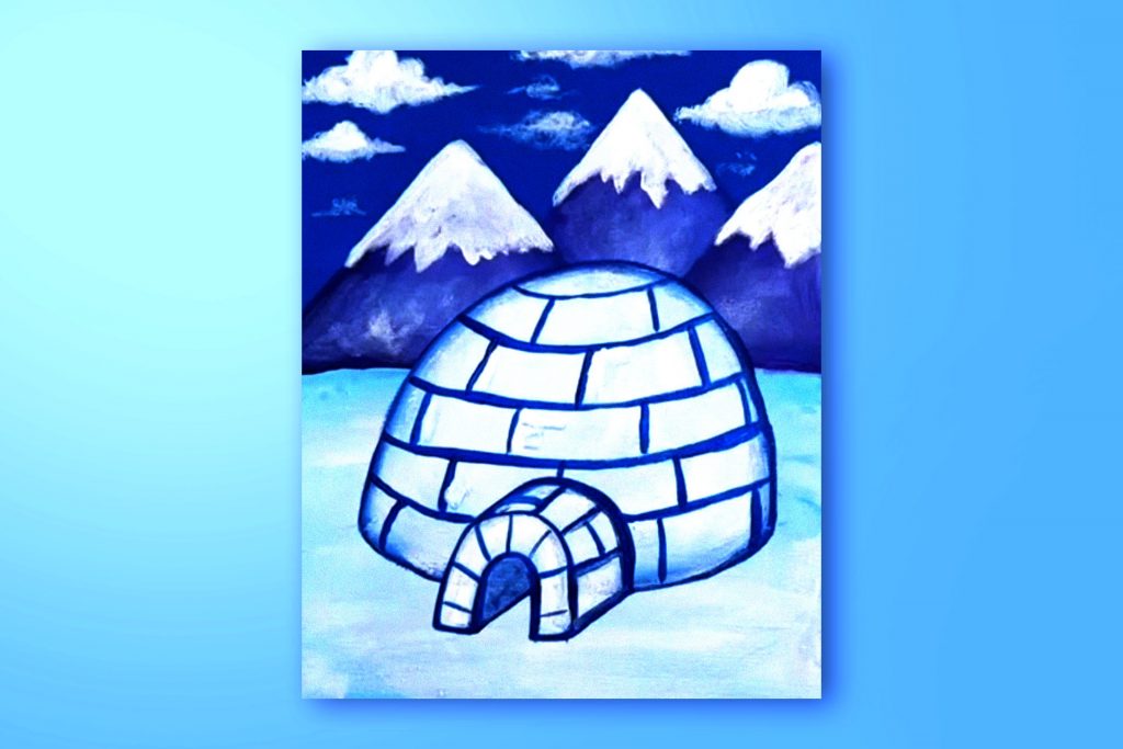 Acrylic painting tutorial of an igloo