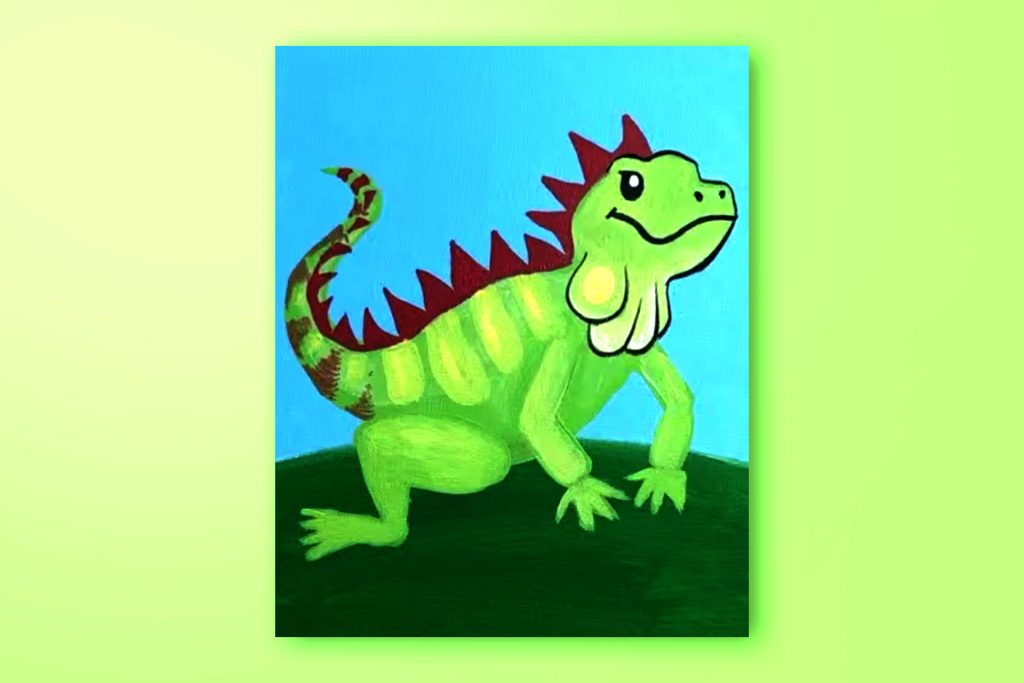 Acrylic painting tutorial of an iguana