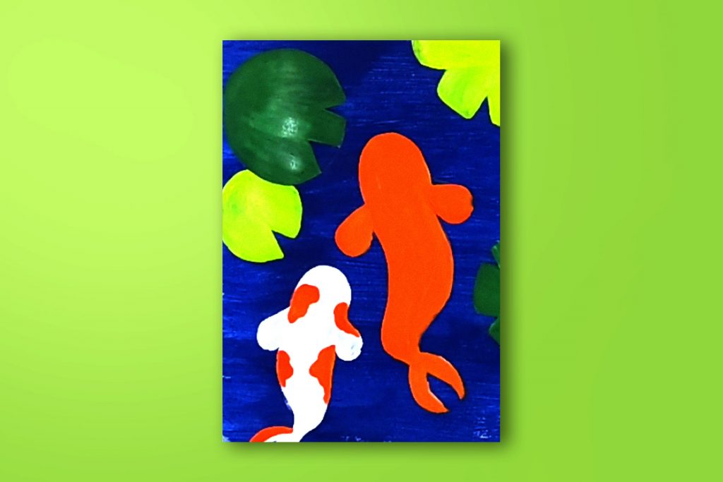 Step-by-step acrylic painting tutorial of koi fish