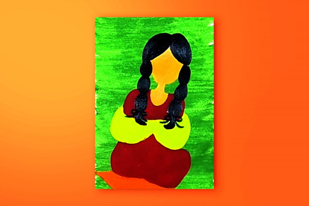 Step-by-step acrylic painting tutorial of a latina