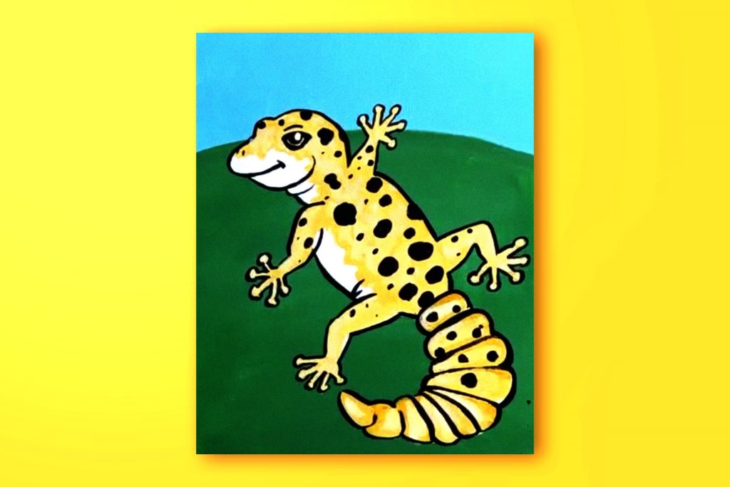 Acrylic painting tutorial of a leopard gecko.