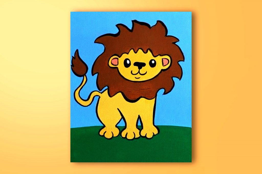 Acrylic painting tutorial of a lion