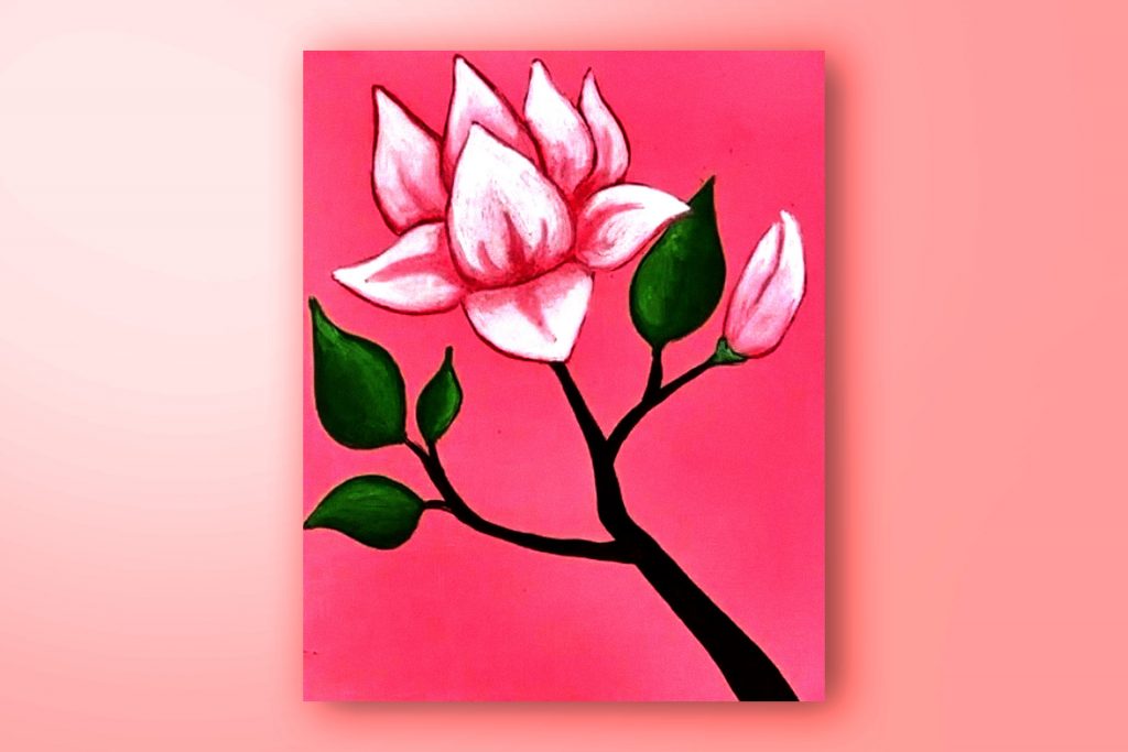Acrylic painting tutorial of Louisiana's state flower, the magnolia