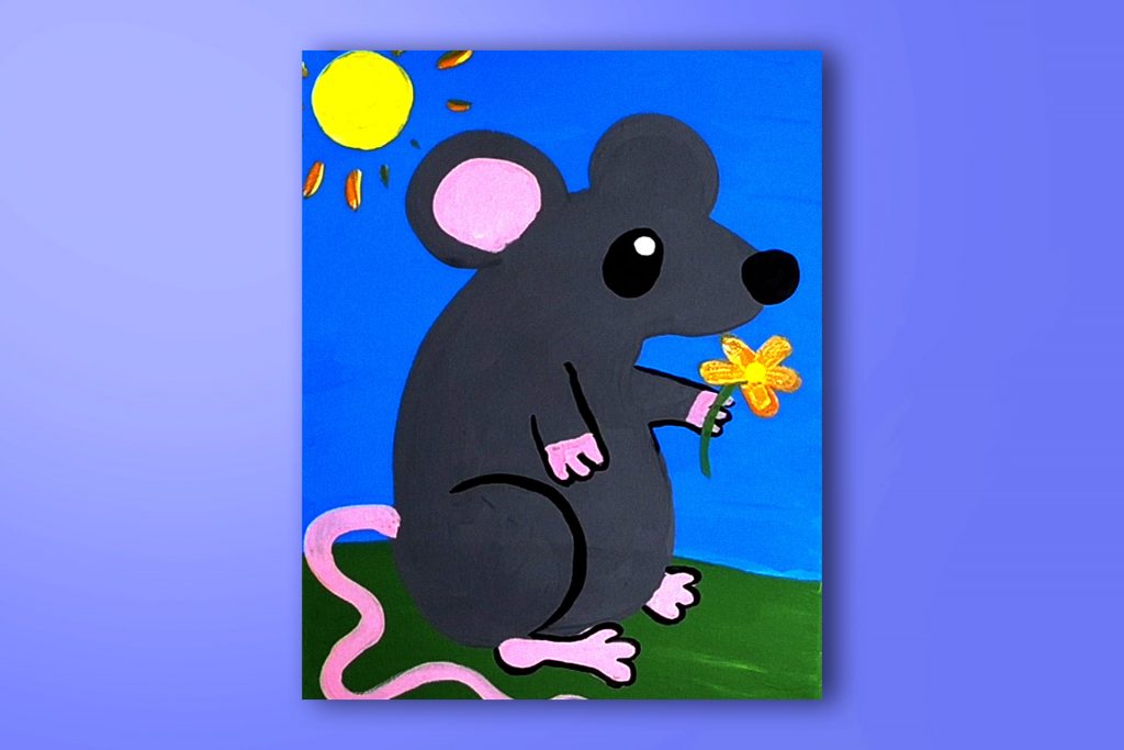 Acrylic painting tutorial of a mouse