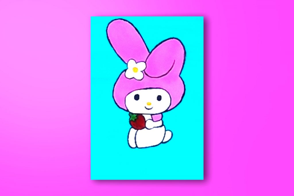 Step-by-step acrylic painting tutorial of My Melody