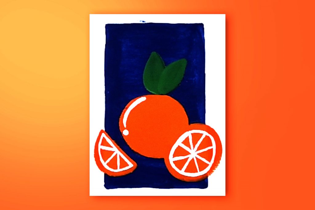 Step-by-step acrylic painting tutorial of oranges