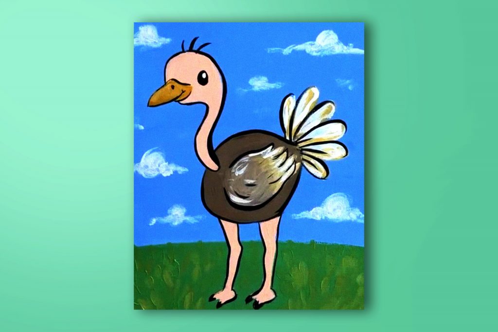 Acrylic painting tutorial of an ostrich