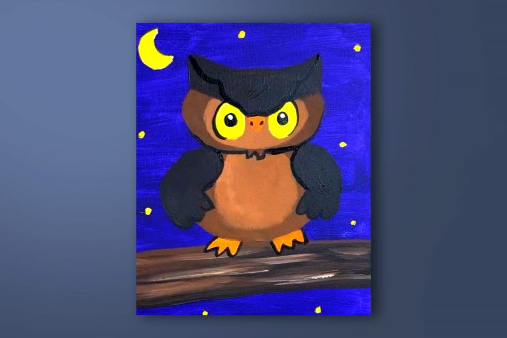 Acrylic painting tutorial of an owl