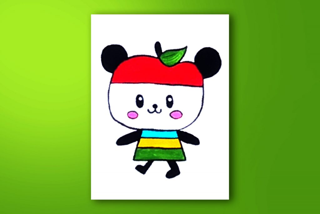 Step-by-step acrylic painting tutorial of Pandapple