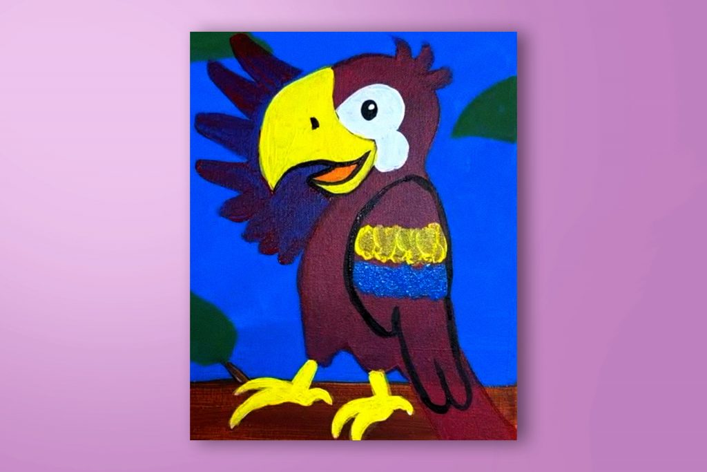 Acrylic painting tutorial of a parrot